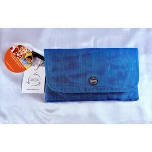 Smateria Blue Mesh Clutch Zip Pouch Snap Purse Helping Hand Partners NWT